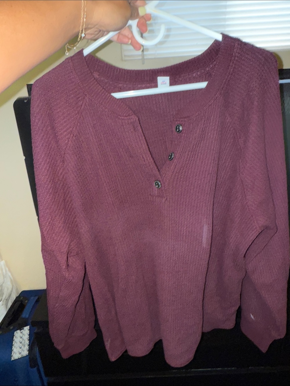 Old Navy Women's Plum Long Sleeve Henley Top
